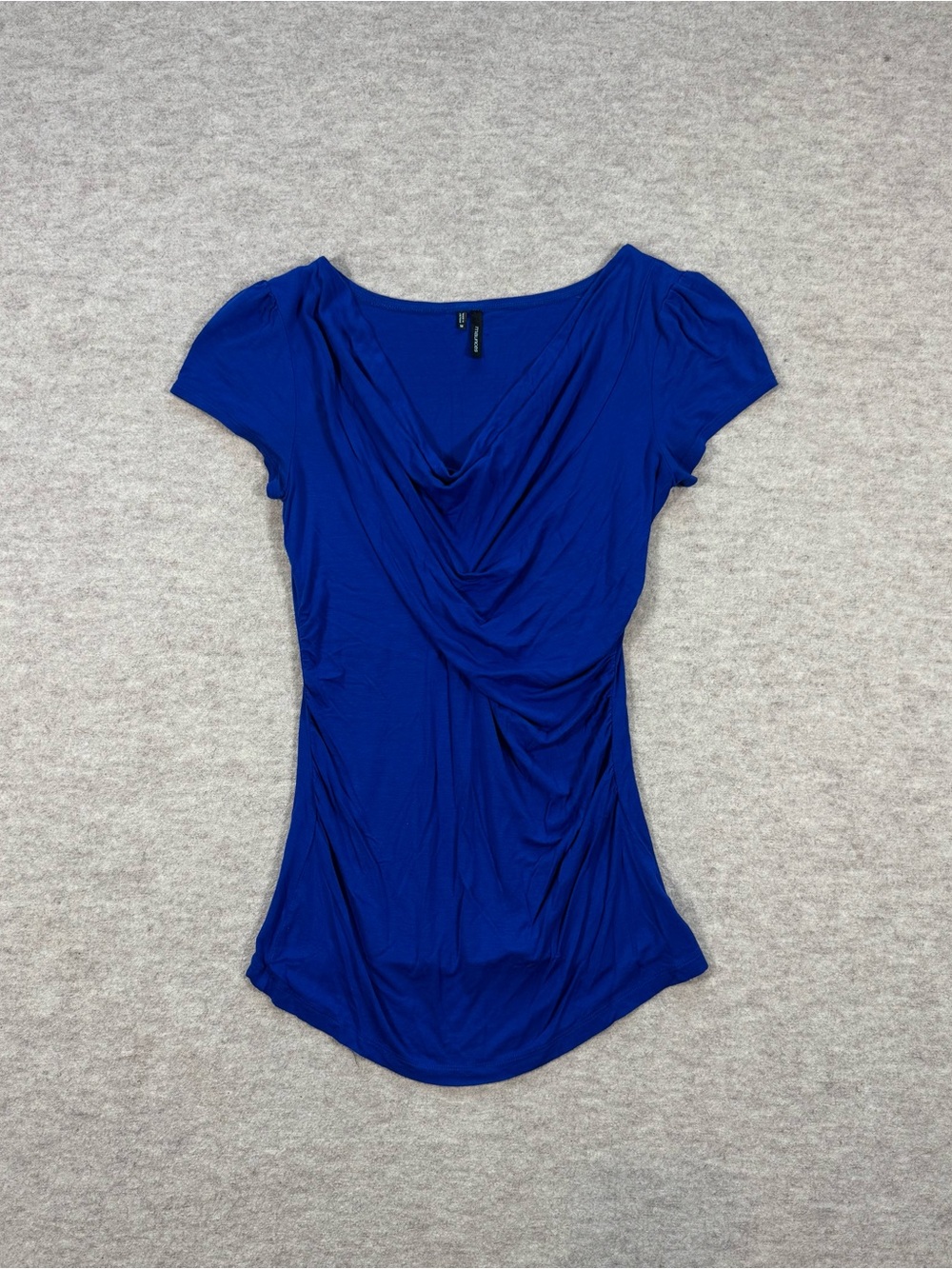 Maurices Royal Blue Draped Cowl Neck Short Sleeve Top